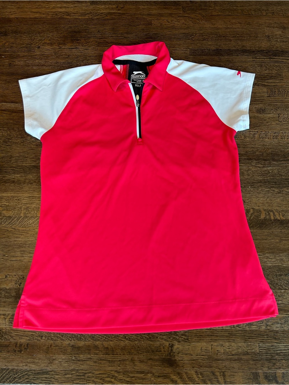 Slazenger 1/4 Zip Short Sleeve Active Shirt - Size Small Golf Tennis Pink